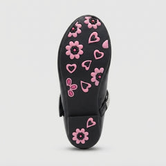 Girls Black Bow Pumps - Sole View