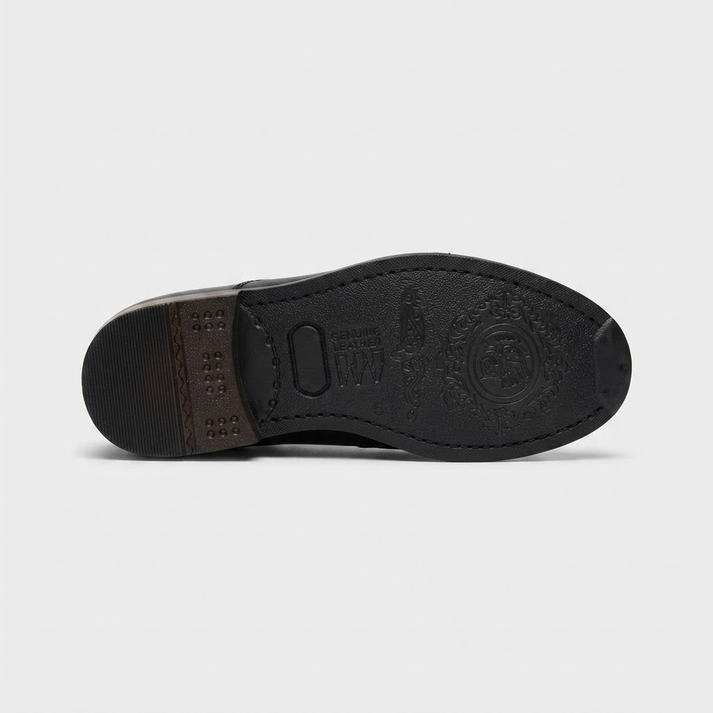 Boys Black Suede Formal Loafer Shoes - Top Detail